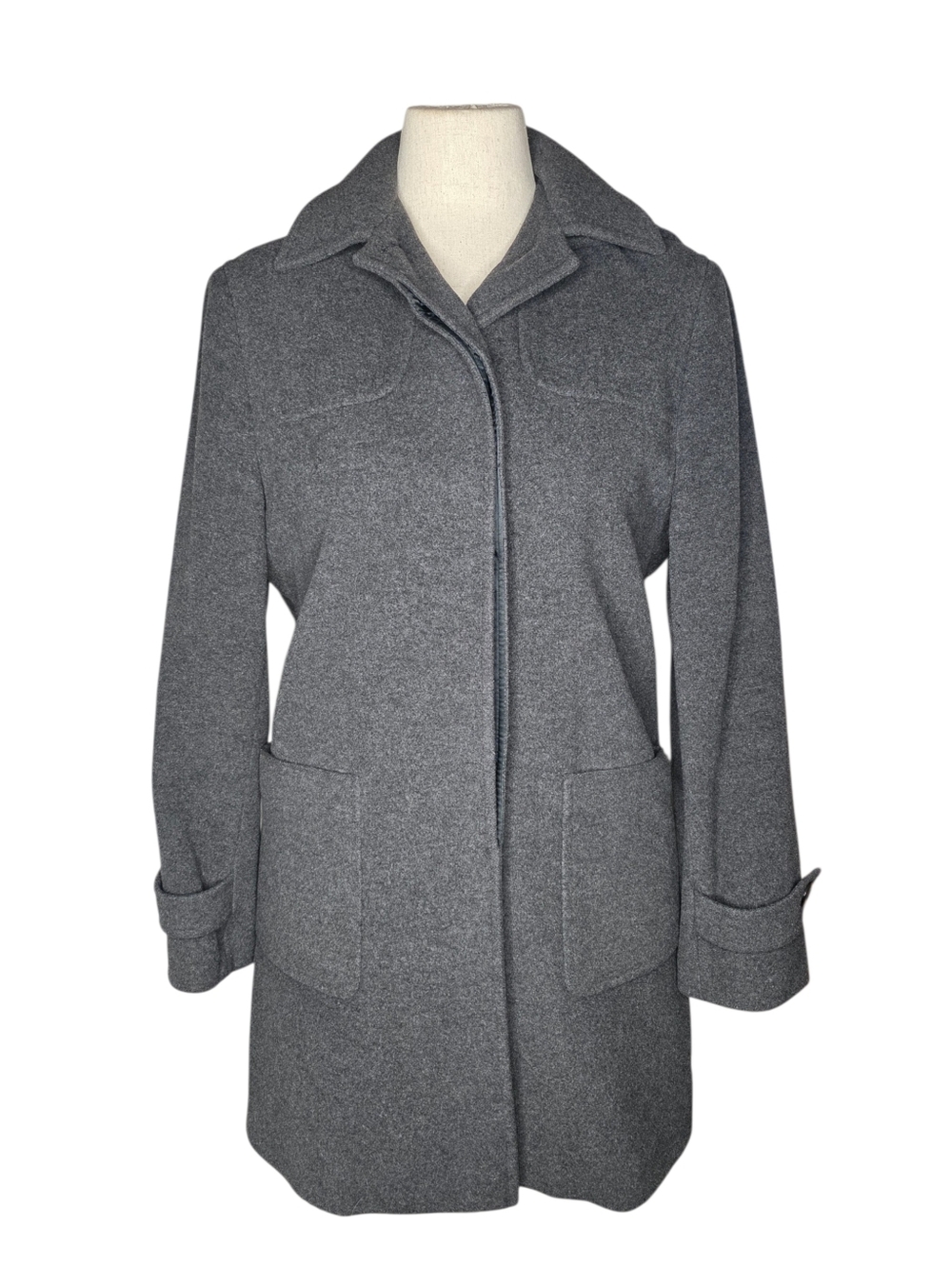 Vintage GALLO Wool Cashmere Hooded Coat Gray Italian Fabric Women’s 10
